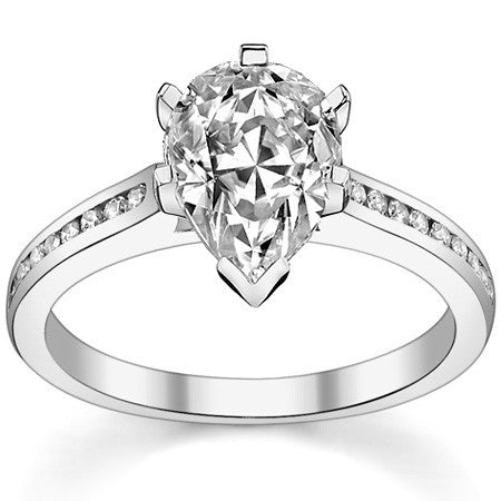 Round Brilliant Moissanite Channel Engagement Ring, 0.18ct
