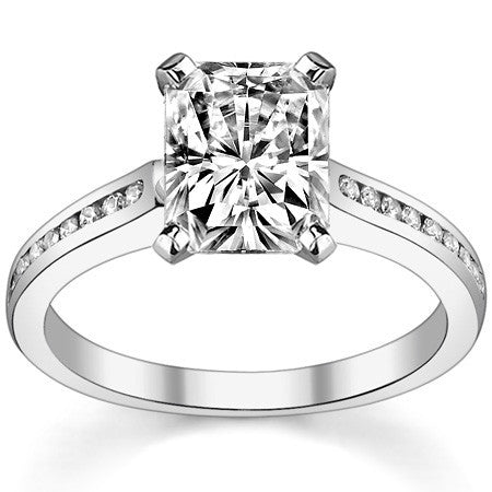 Round Brilliant Moissanite Channel Engagement Ring, 0.18ct