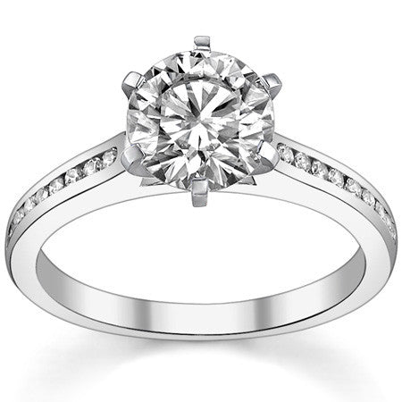 Round Brilliant Moissanite Channel Engagement Ring, 0.18ct