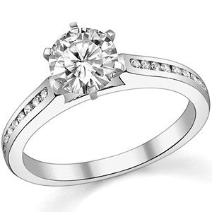 Round Brilliant Moissanite Channel Engagement Ring, 0.18ct