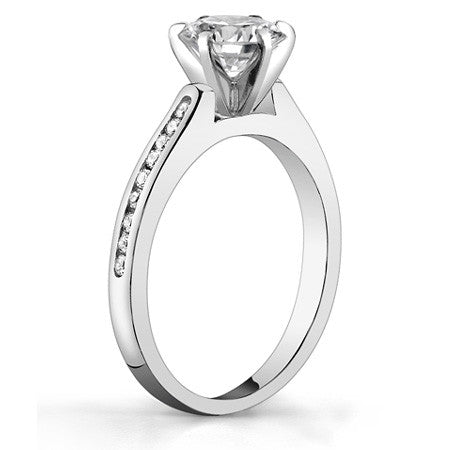 Round Brilliant Moissanite Channel Engagement Ring, 0.18ct