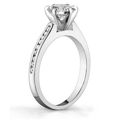 Round Brilliant Moissanite Channel Engagement Ring, 0.18ct