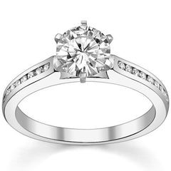 Round Brilliant Moissanite Channel Engagement Ring, 0.18ct