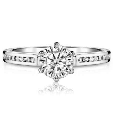 Round Brilliant Moissanite Channel Engagement Ring, 0.18ct