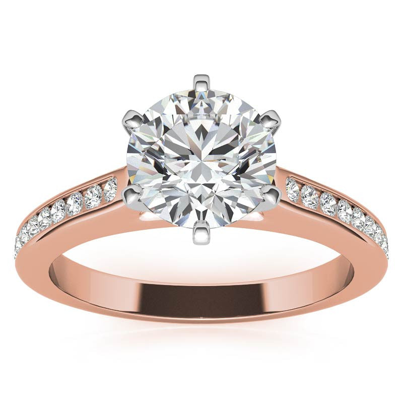 Round Brilliant Moissanite Channel Engagement Ring, 0.18ct