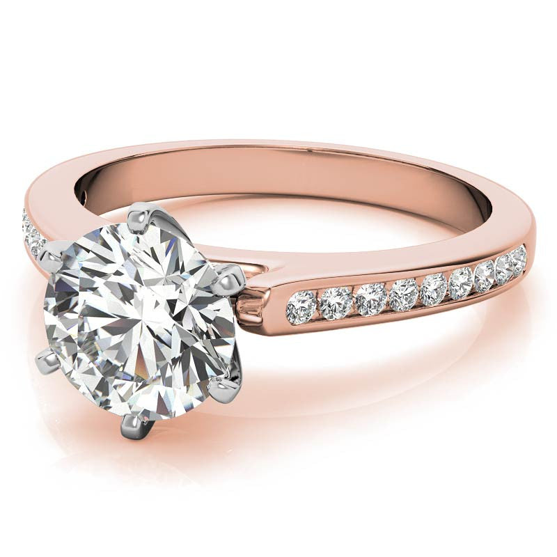 Round Brilliant Moissanite Channel Engagement Ring, 0.18ct