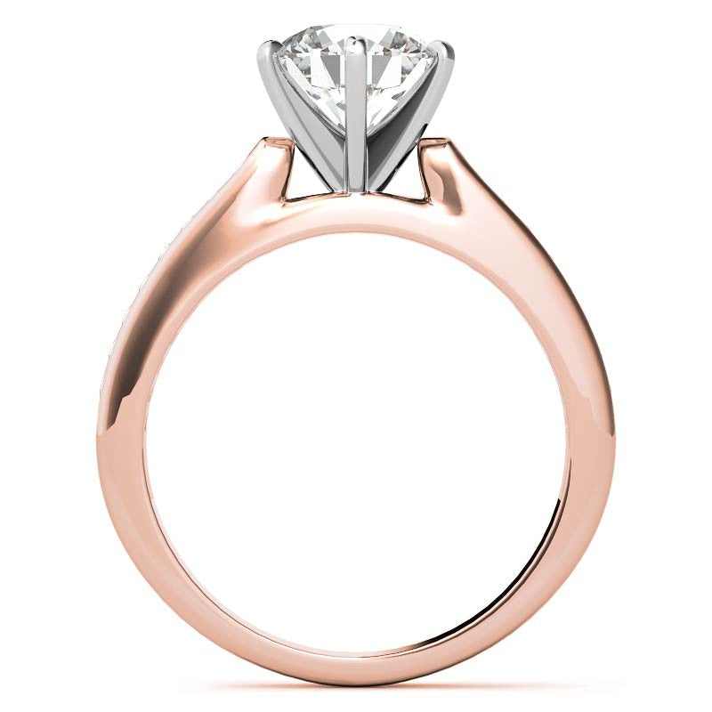 Round Brilliant Moissanite Channel Engagement Ring, 0.18ct