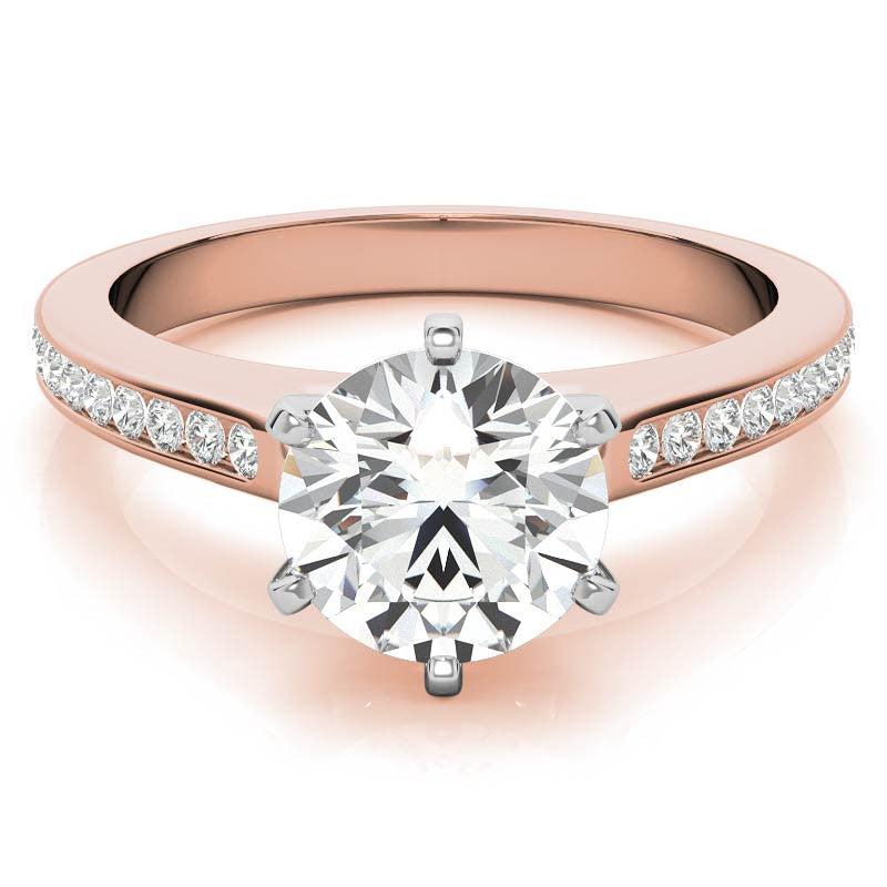 Round Brilliant Moissanite Channel Engagement Ring, 0.18ct