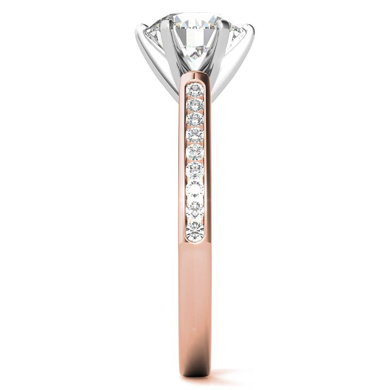 Round Brilliant Moissanite Channel Engagement Ring, 0.18ct