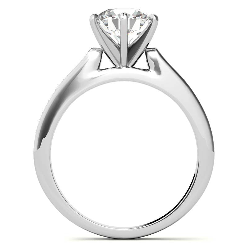 Round Brilliant Moissanite Channel Engagement Ring, 0.18ct