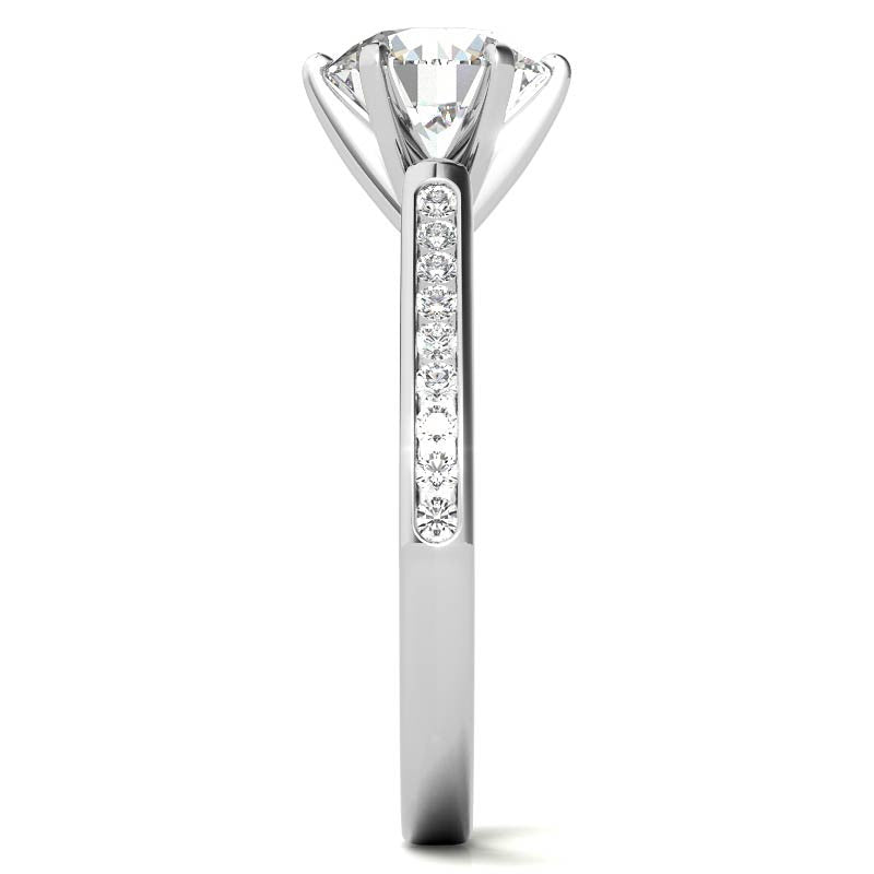 Round Brilliant Moissanite Channel Engagement Ring, 0.18ct