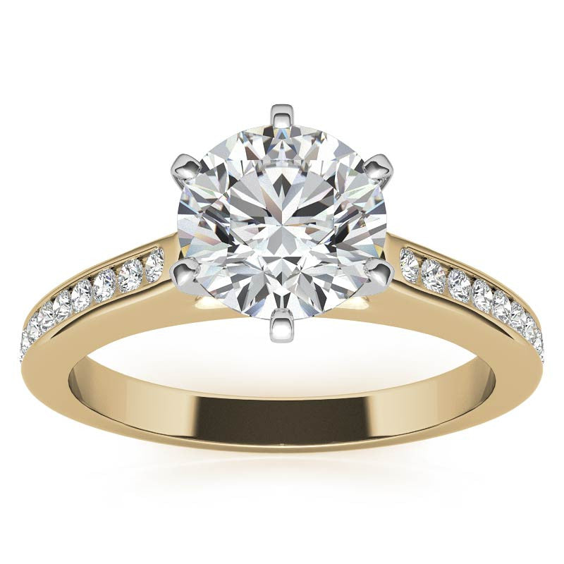 Round Brilliant Moissanite Channel Engagement Ring, 0.18ct