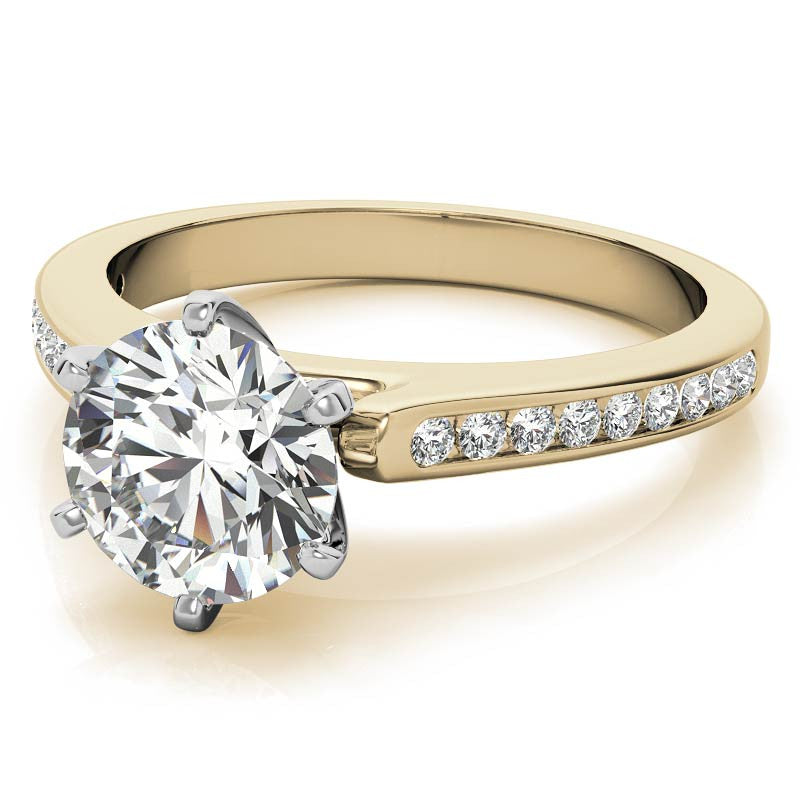 Round Brilliant Moissanite Channel Engagement Ring, 0.18ct
