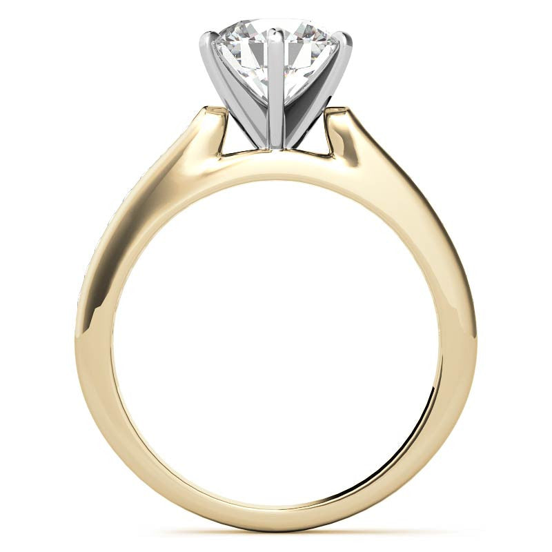 Round Brilliant Moissanite Channel Engagement Ring, 0.18ct