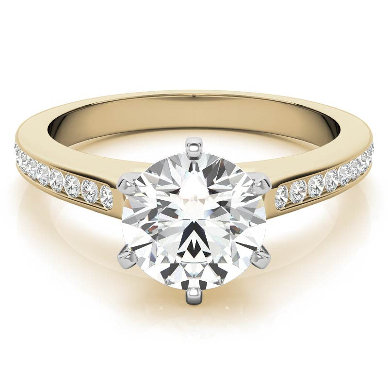 Round Brilliant Moissanite Channel Engagement Ring, 0.18ct