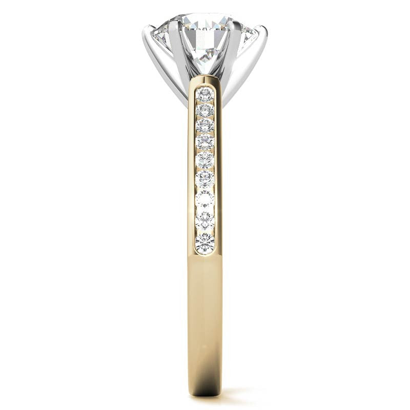 Round Brilliant Moissanite Channel Engagement Ring, 0.18ct