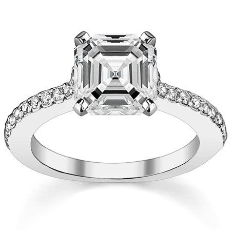 Round Brilliant Moissanite Cathedral Engagement Ring, 0.24ct