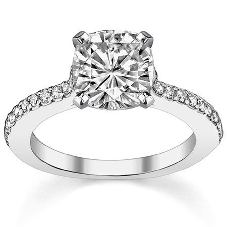 Round Brilliant Moissanite Cathedral Engagement Ring, 0.24ct