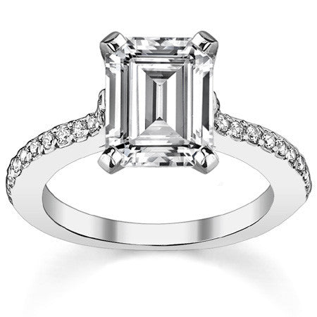 Round Brilliant Moissanite Cathedral Engagement Ring, 0.24ct