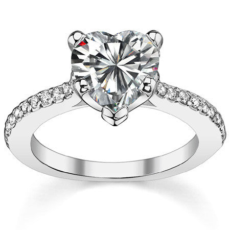 Round Brilliant Moissanite Cathedral Engagement Ring, 0.24ct