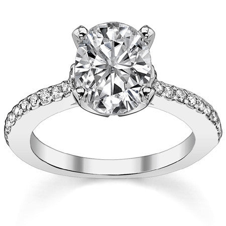 Round Brilliant Moissanite Cathedral Engagement Ring, 0.24ct