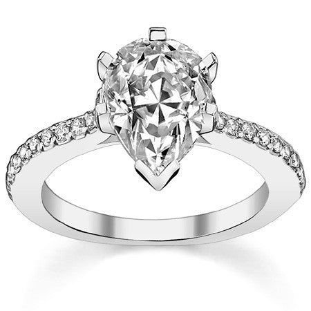 Round Brilliant Moissanite Cathedral Engagement Ring, 0.24ct