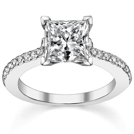 Round Brilliant Moissanite Cathedral Engagement Ring, 0.24ct