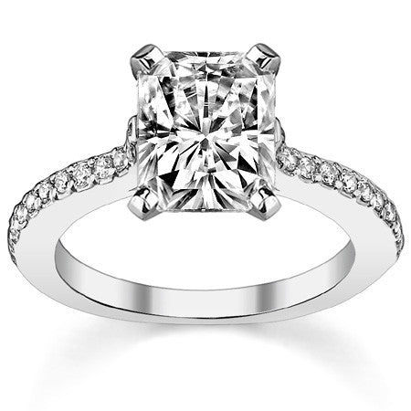 Round Brilliant Moissanite Cathedral Engagement Ring, 0.24ct