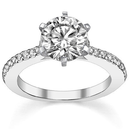 Round Brilliant Moissanite Cathedral Engagement Ring, 0.24ct