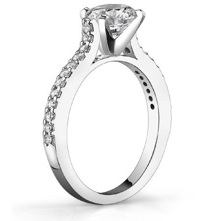 Round Brilliant Moissanite Cathedral Engagement Ring, 0.24ct