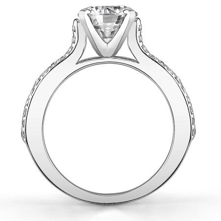 Round Brilliant Moissanite Cathedral Engagement Ring, 0.24ct