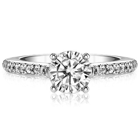 Round Brilliant Moissanite Cathedral Engagement Ring, 0.24ct