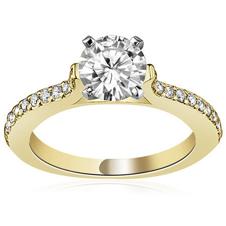 Round Brilliant Moissanite Cathedral Engagement Ring, 0.24ct