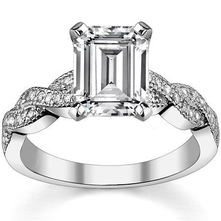 Round Brilliant Moissanite & Diamond Twisted Milgrain Engagement Ring