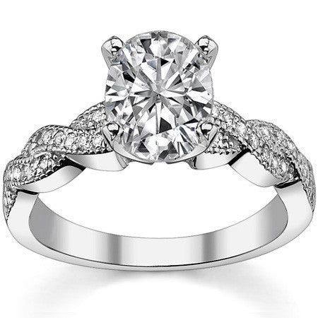 Round Brilliant Moissanite & Diamond Twisted Milgrain Engagement Ring