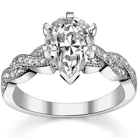 Round Brilliant Moissanite & Diamond Twisted Milgrain Engagement Ring