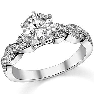 Round Brilliant Moissanite & Diamond Twisted Milgrain Engagement Ring