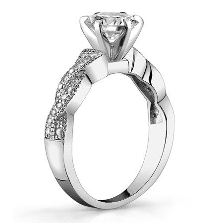 Round Brilliant Moissanite & Diamond Twisted Milgrain Engagement Ring
