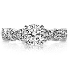 Round Brilliant Moissanite & Diamond Twisted Milgrain Engagement Ring