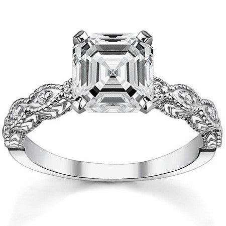 Round Brilliant Moissanite Antique Engagement Ring (0.08ct)