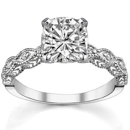 Round Brilliant Moissanite Antique Engagement Ring (0.08ct)