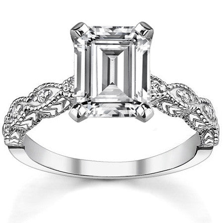 Round Brilliant Moissanite Antique Engagement Ring (0.08ct)