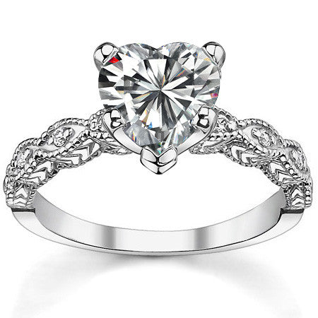Round Brilliant Moissanite Antique Engagement Ring (0.08ct)