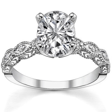 Round Brilliant Moissanite Antique Engagement Ring (0.08ct)
