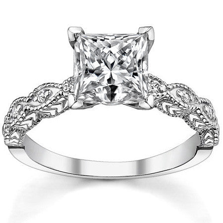 Round Brilliant Moissanite Antique Engagement Ring (0.08ct)