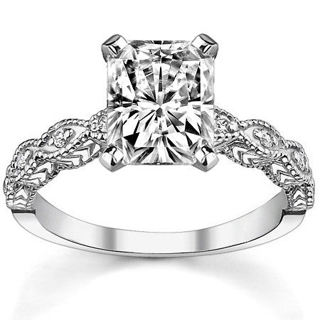 Round Brilliant Moissanite Antique Engagement Ring (0.08ct)