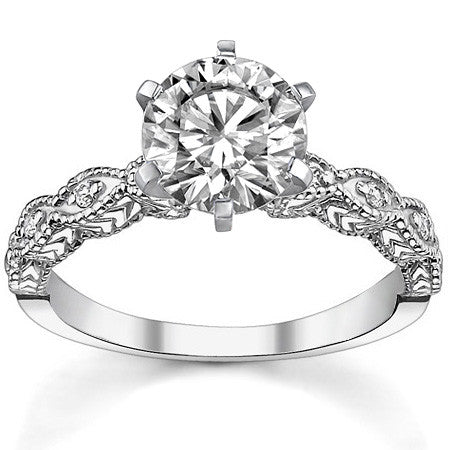Round Brilliant Moissanite Antique Engagement Ring (0.08ct)