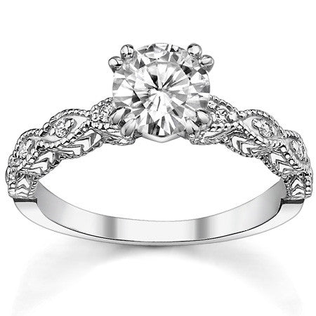 Round Brilliant Moissanite Antique Engagement Ring (0.08ct)