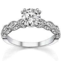 Round Brilliant Moissanite Antique Engagement Ring (0.08ct)
