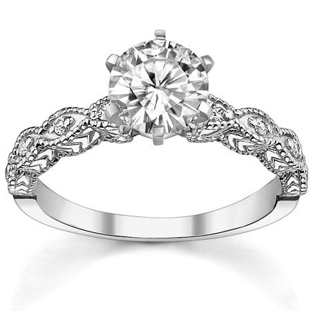 Round Brilliant Moissanite Antique Engagement Ring (0.08ct)